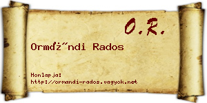 Ormándi Rados névjegykártya